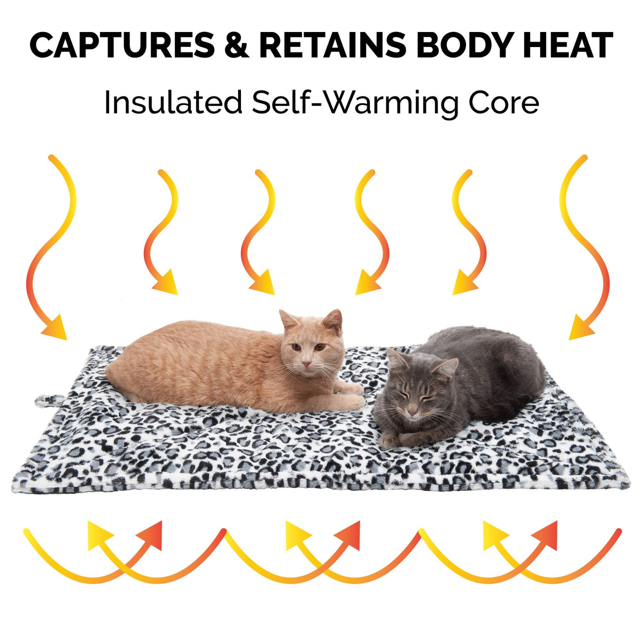 Furhaven ThermaNAP Self-Warming Cat Bed for Indoor Cats & Large/Medium Dogs, Washable & Reflects Body Heat - Quilted Faux Fur Reflective Bed Mat - Snow Leopard, Large