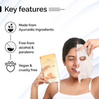 PYOURA Acne-Fighting Turmeric Face Sheet Mask, Stain-Free, Relieves Painful Inflammation, Skin-Nourishing Formula, Acne Pimple Control, Ayurvedic, Vegan & Cruelty-Free Pack of 2, Each 23g