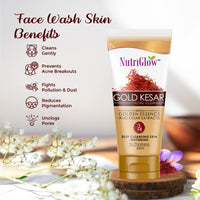 NutriGlow Gold Kesar Face Wash (65ml) With Sunscreen SPF 30 PA+++ (65ml) & Aloe Vera Gel (100g), Pack of 3