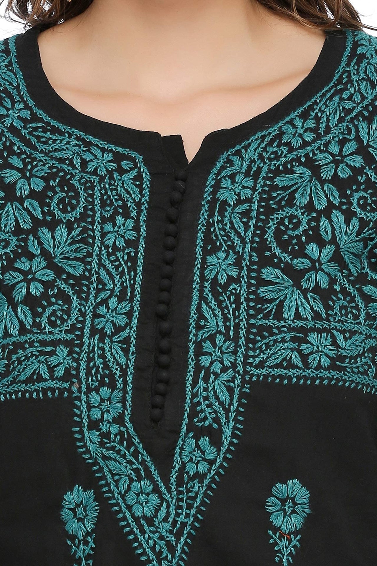 Ada Hand Embroidered Lucknow Chikankari Women's  Pure Cotton Kurti Kurta