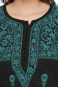 Ada Hand Embroidered Lucknow Chikankari Women's  Pure Cotton Kurti Kurta