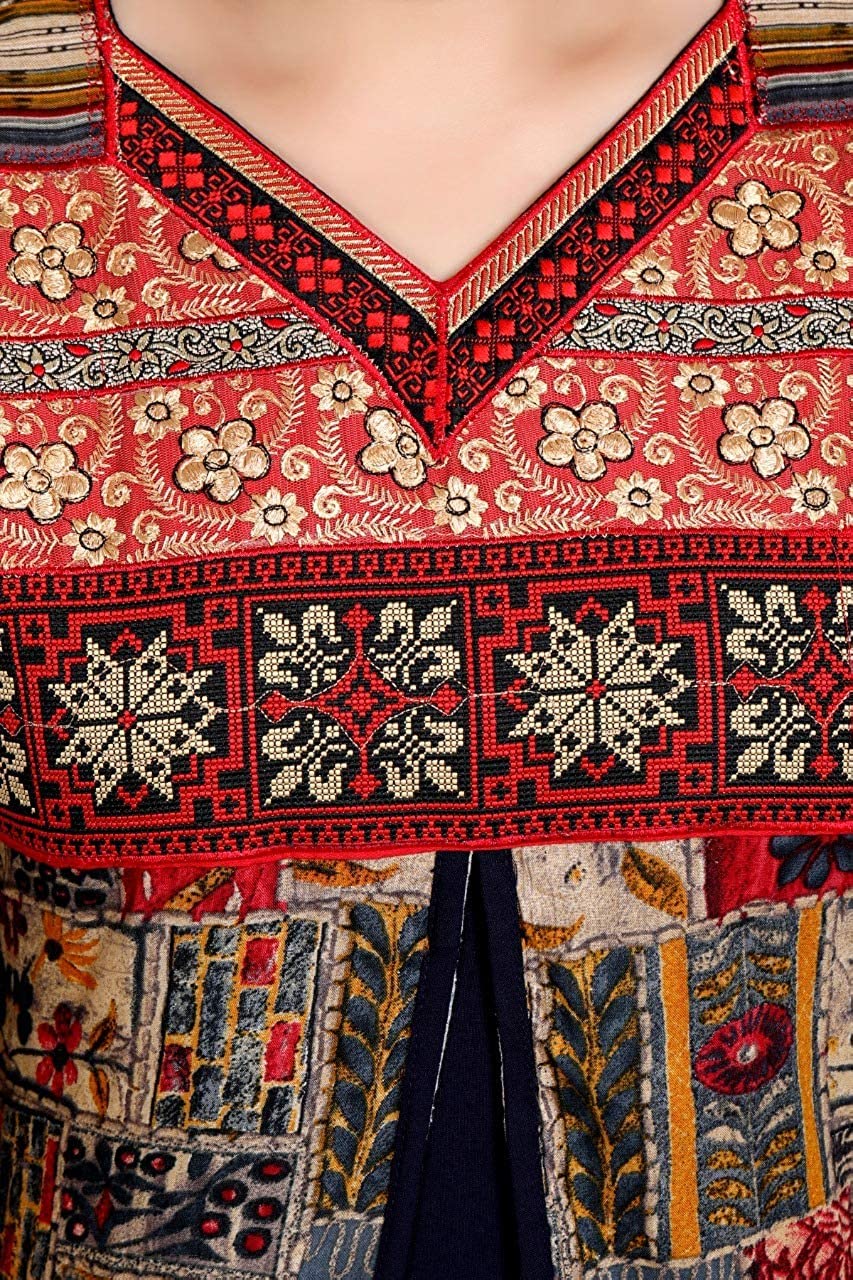 Zen Women's  A-Line Rayon Embroidered Kurta Plus Size 48-58 (Size up to 9XL)