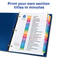 Avery A-Z Tab Dividers for 3 Ring Binders, Customizable Table of Contents, Multicolor Tabs, 3 Sets (44225)