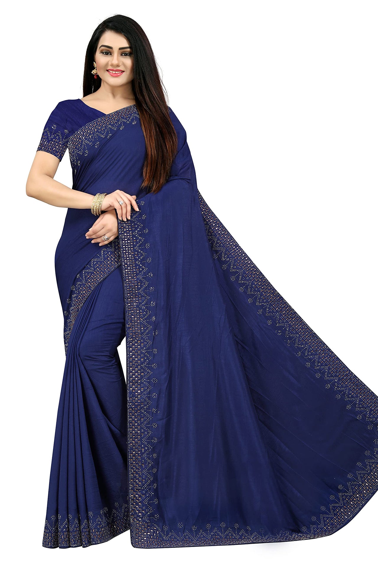 PUNYATHA CREATION Women's  & Girl's  Chanderi Chanderi Saree With Blouse Piece