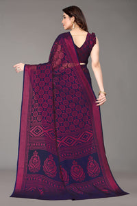 Winza Designer Women's  Chiffon Brasso Printed Saree with Blouse Piece (WDP Brasso Malini W)