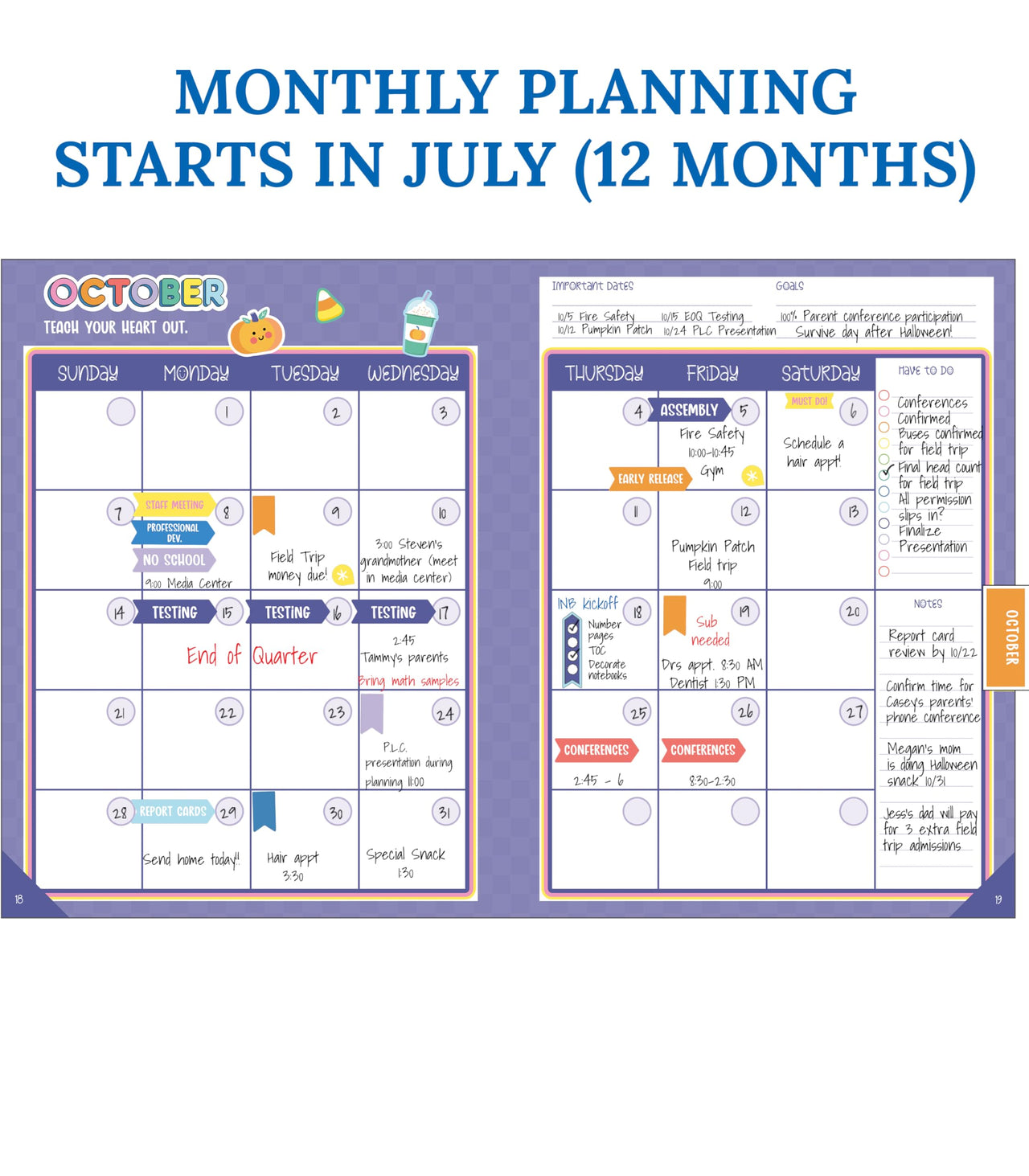 Carson Dellosa We Stick Together 8" x 11" Undated Daily Teacher Planner, Weekly Planner, Monthly Planner With Planner Stickers, Classroom Organization & Classroom Management Grade Book and Planner