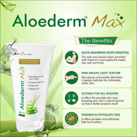 Aloederm Max Light & Non-Greasy Moisturizing Skin Cream - 150g | All Season Skin Care | Paraben Free | Phtlalate Free | Non Greasy, Light Texture | Enriched with Vitamin-E & Jojoba Oil
