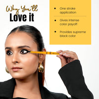 Beauty Berry Super Black Kajal Pencil - Black, 0.35g | 18 Hr Long Stay | One Stroke Smooth Glide | Matte Finish, Highly Pigmented | Long Lasting, Smudge Proof & Waterproof Kajal for Women