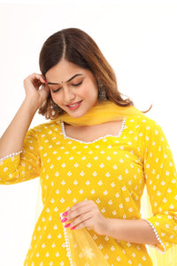 miss fame Women's  Cotton Straight Kurta with Pant and Dupatta