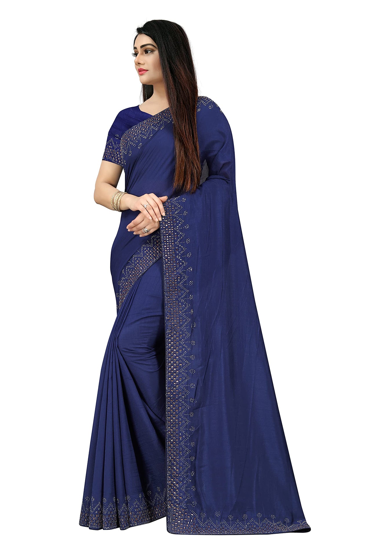 PUNYATHA CREATION Women's  & Girl's  Chanderi Chanderi Saree With Blouse Piece