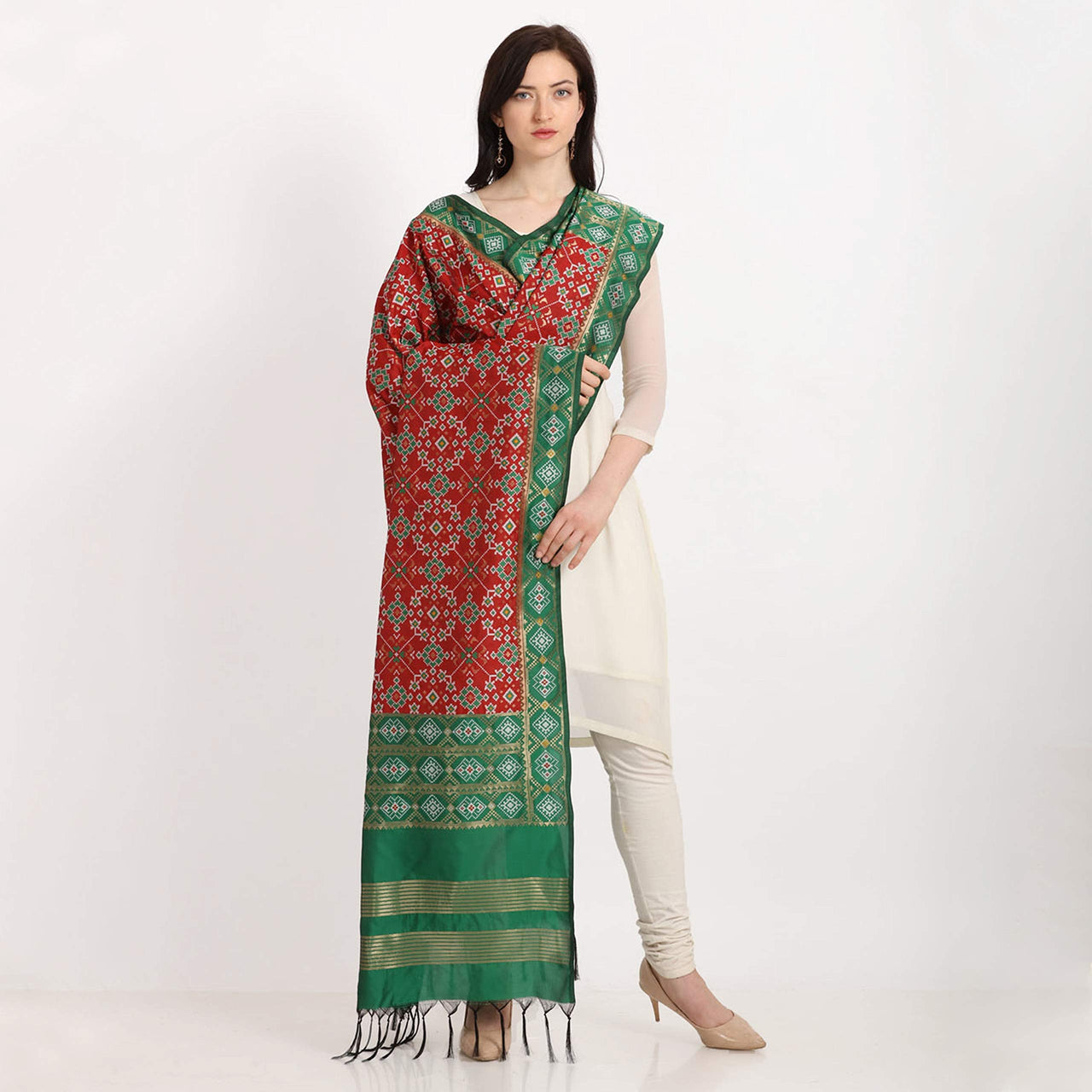 KAPAAHA Women's  Woven Design Silk Blend Dupatta Free Size
