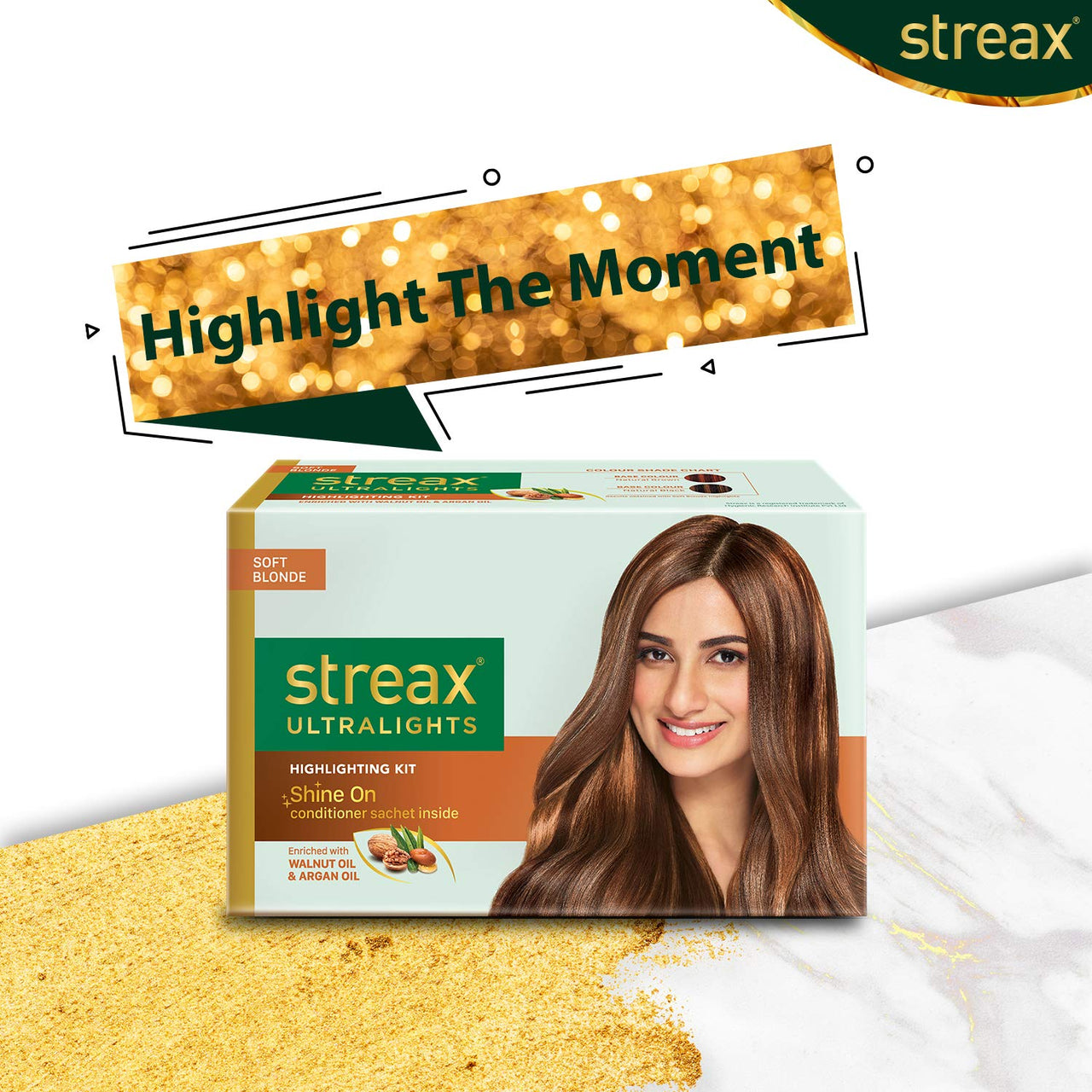 Streax Ultralights Hair Color Highlighting Kit for Women & Men, 60ml (Pack of 3) | Gem Collection - Soft Blonde| Contains Walnut & Argan Oil | Shine On Conditioner | Longer Lasting Highlights