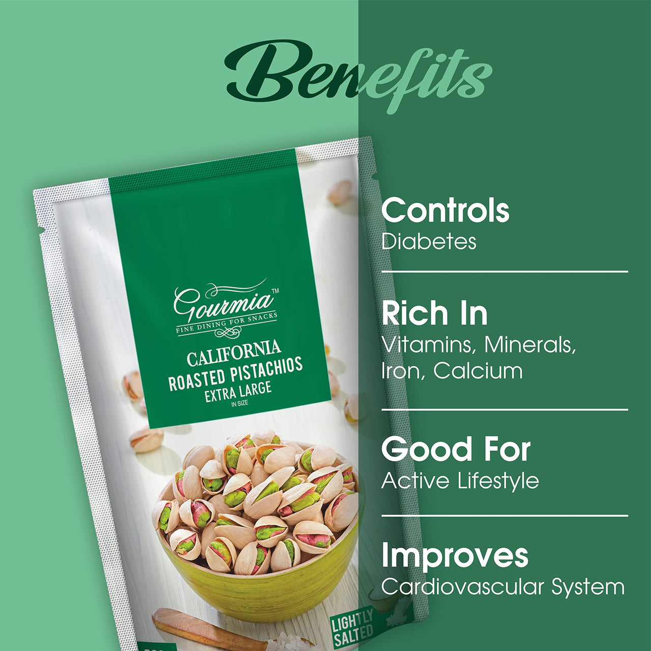 Gourmia California Roasted Extra Large Pistachios Lightly Salted 400g (200g x 2)