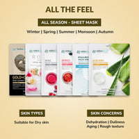 MIRABELLE COSMETICS KOREA Dry Skin Korean Face Mask Sheets | Anti-Aging & Hydration| Suitable For Women & Men | Combo Pack Of 6 (Each 25Ml)
