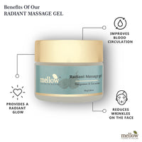 Mellow Herbals Facial Massage Gel | Ayurvedic Glow Boost for Oily & Acne-Prone Skin | Tightens, Hydrates & Revitalizes with Bergamot, Germanium Oil & Neem | Paraben-Free | 50g