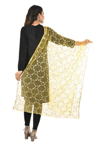 YOUTHQUAKE Heavy Embellished Plastic Mirror Net Dupatta for Womens & Girls