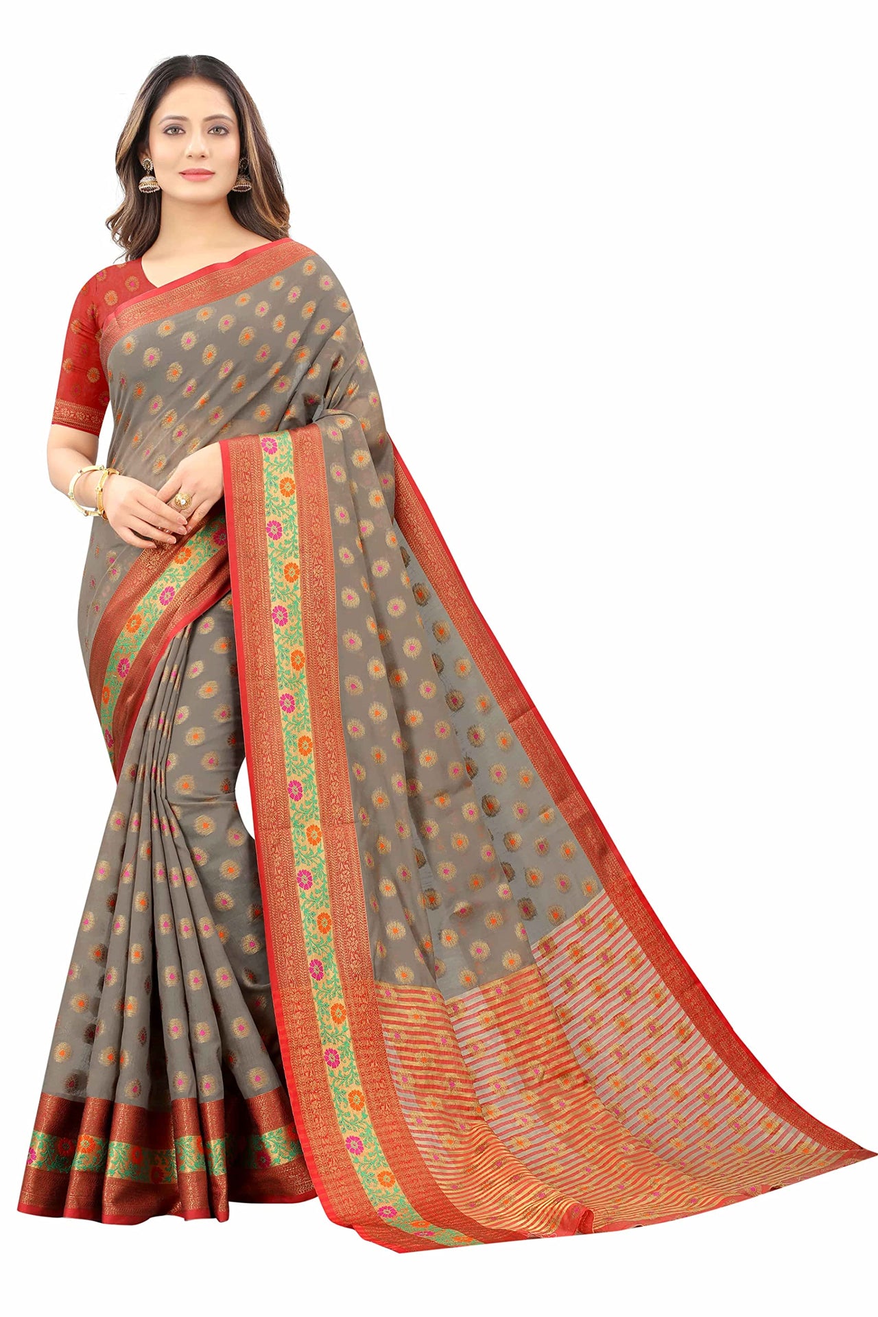 Silk Zone Women's  Cotton Woven Saree