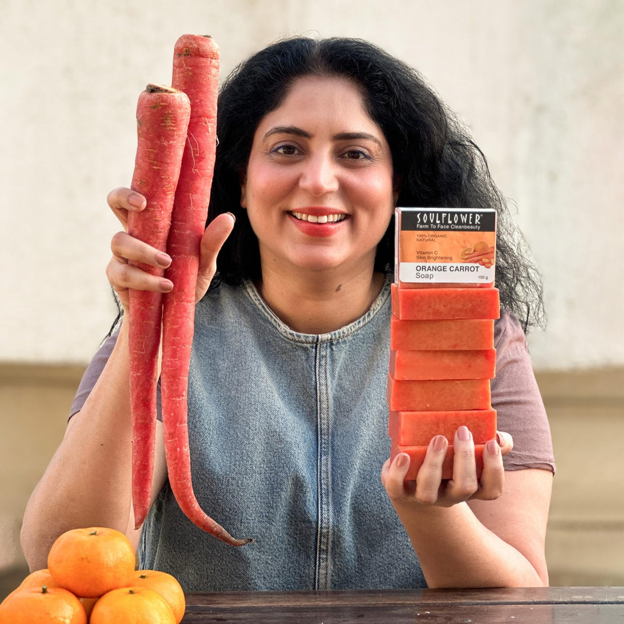 Soulflower Orange Carrot Bath Soap for Soothing & Refreshing Skin, Moisturization, Enriched with Essential Oils, Exotic Herbs & Aroma Organic & Handmade, Grade 1 BIS Standard - (Pack of 2) 150g Each