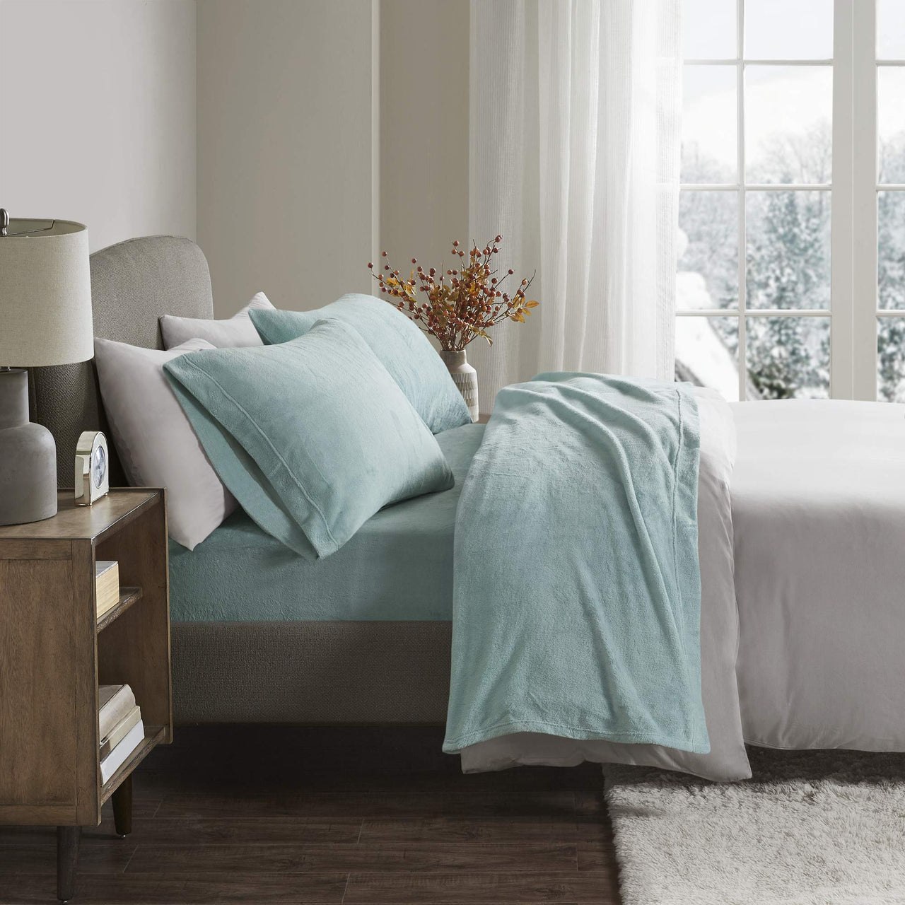 Sleep Philosophy True North Fleece Sheet Set Full, Solid Color, Warm & Plush Sheets Soft Fleece Bedding Full Size Sheets, Fitted Pocket Fits Up to 16" Mattress, Soloft, Full Burgundy 4 Piece
