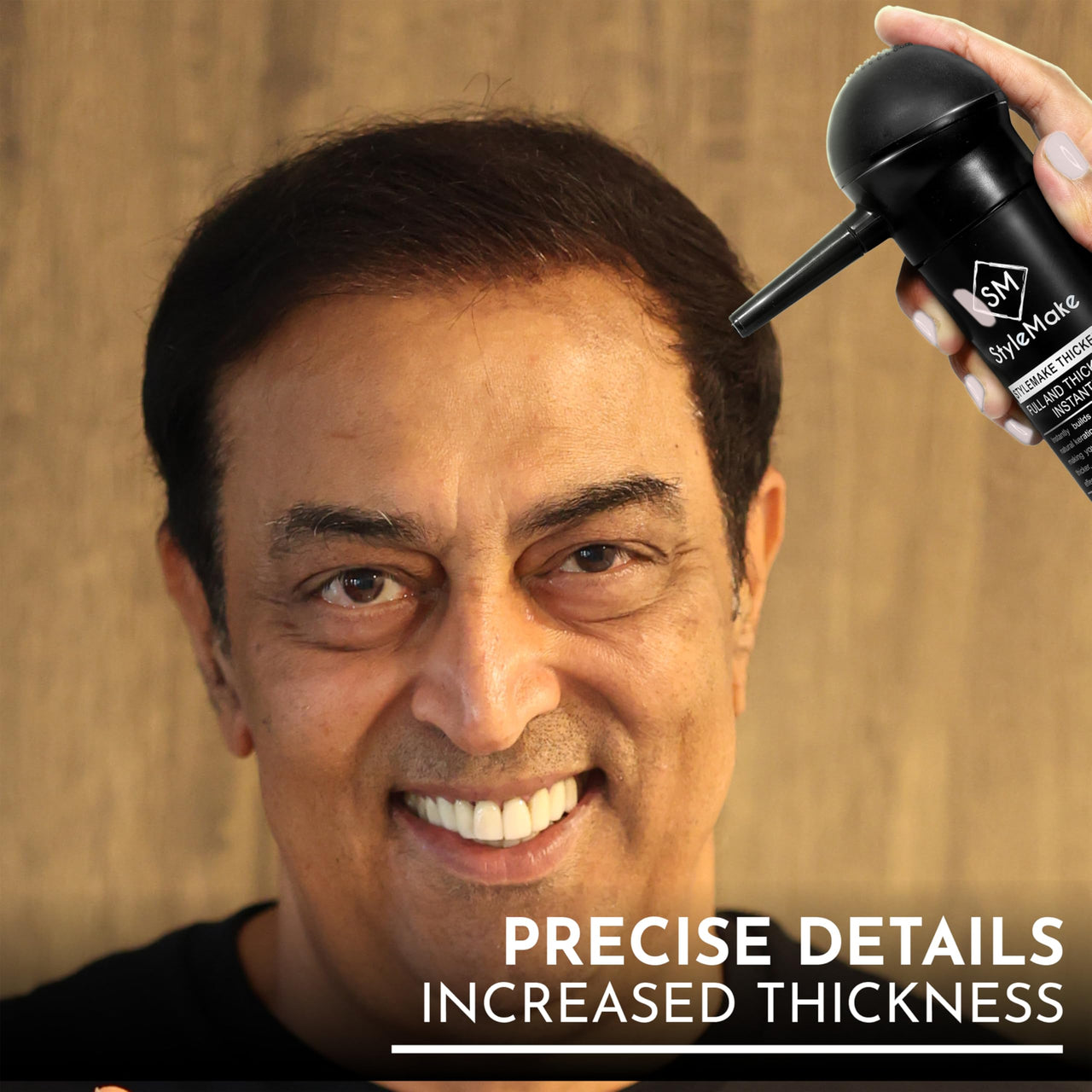 StyleMake Thickener Hair Fiber Black 28gm With Pump For Thin & Fine Hair Instantly Transform | Hair Thickening Fibre Spray For Men & Women | Hair Loss Concealer | (Black Fiber + Applicator)