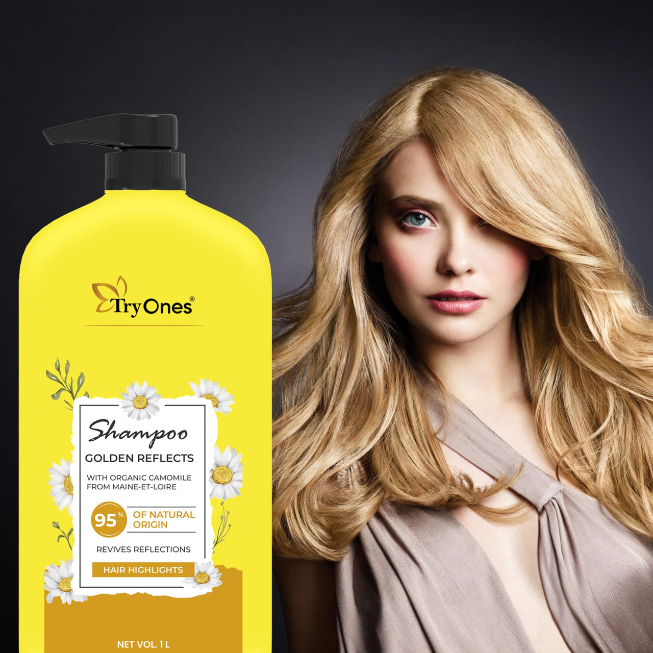TryOnes gold shampoo for radiant, soft and silky hair For Hair Moisturizing Shine And Protection With Argan Oil 1000 ml