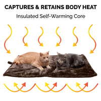 Furhaven ThermaNAP Self-Warming Cat Bed for Indoor Cats & Large/Medium Dogs, Washable & Reflects Body Heat - Quilted Faux Fur Reflective Bed Mat - Espresso, Large ThermaNAP Pad - Quilted Faux Fur (Espresso) 36.0