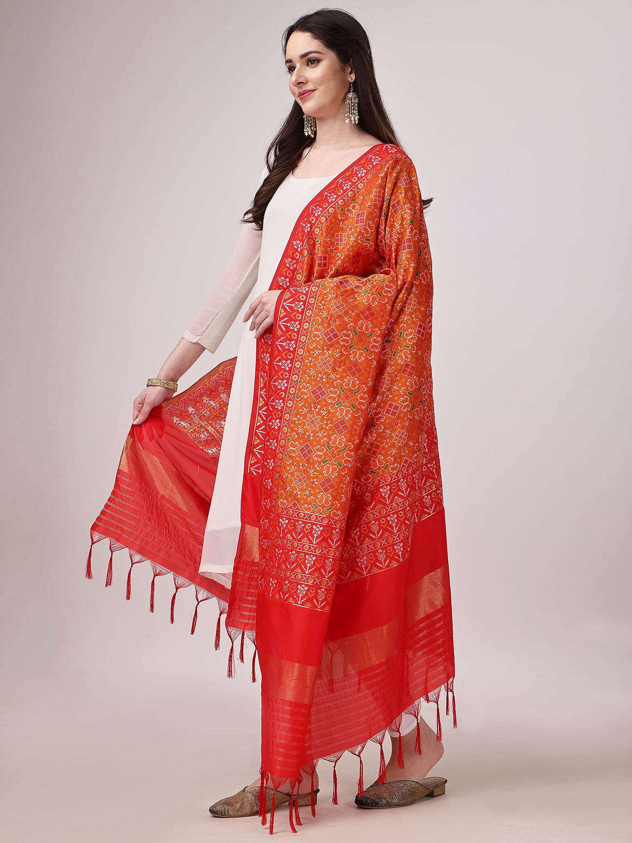 KAPAAHA Women's  Woven Silk Bandhani Patola Dupatta, Width 45 inch, Length 2.5 meter