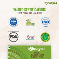 Chaayos Green Tea Bags - Tulsi Cardamom (25 Pyramid Tea Bags) | Tulsi and Cardamom Flavoured Green Tea | Green Tea | Herbal Tea | Tulsi Green Tea | Detox Green Tea