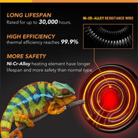 Simple Deluxe 25W/40W/50W/60W/100W/150W Ceramic Heat Emitter Reptile Heat Lamp Bulb No Light Emitting Brooder Coop Heater for Amphibian Pet & Incubating Chicken, Black/2 Pack, 60W 60 Watts