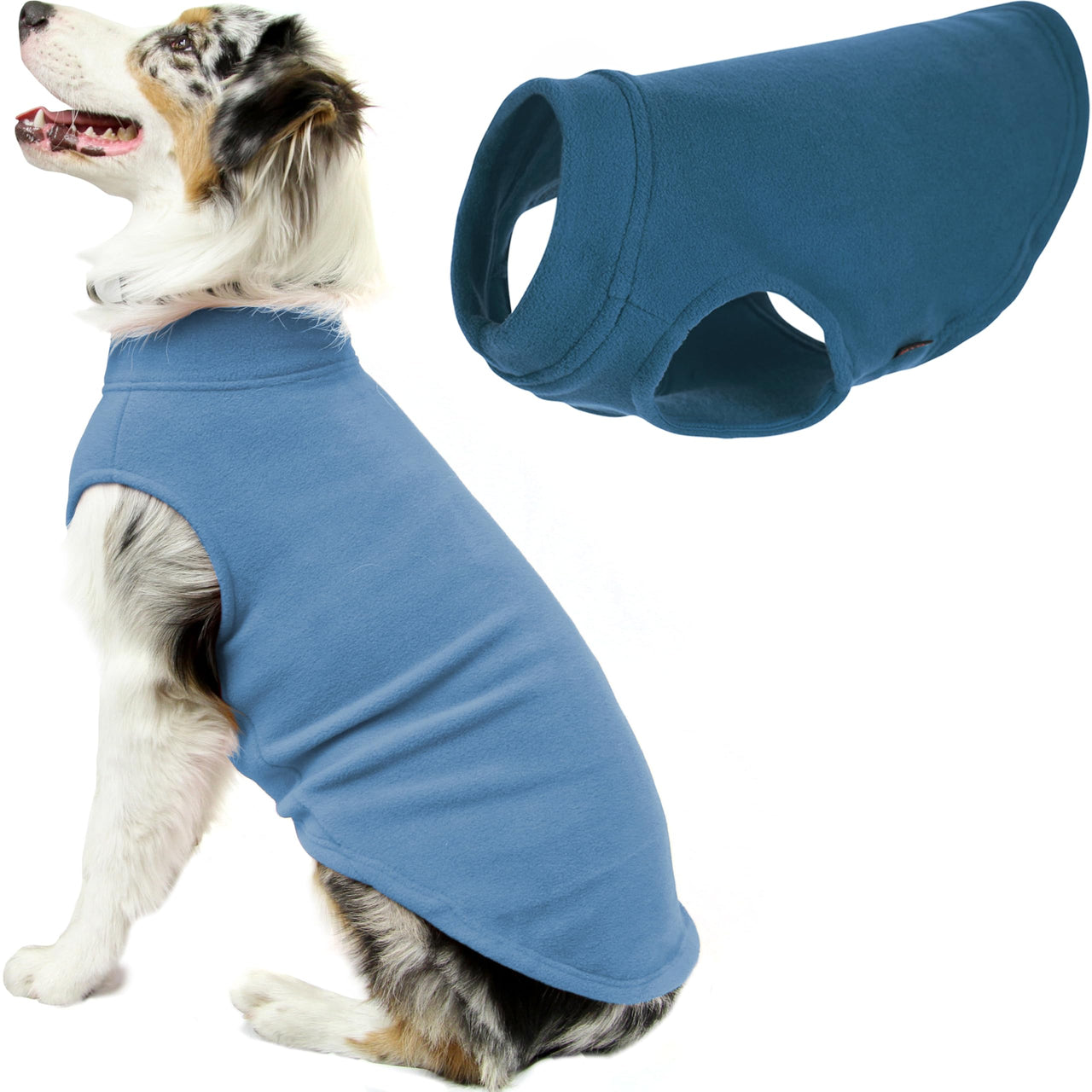Gooby Stretch Fleece Vest Dog Sweater - Steel Blue, 4X-Large - Warm Pullover Fleece Dog Jacket - Winter Dog Clothes for Small Dogs Boy - Dog Sweaters for Small Dogs to Dog Sweaters for Large Dogs 4X-Large Length (22.5")