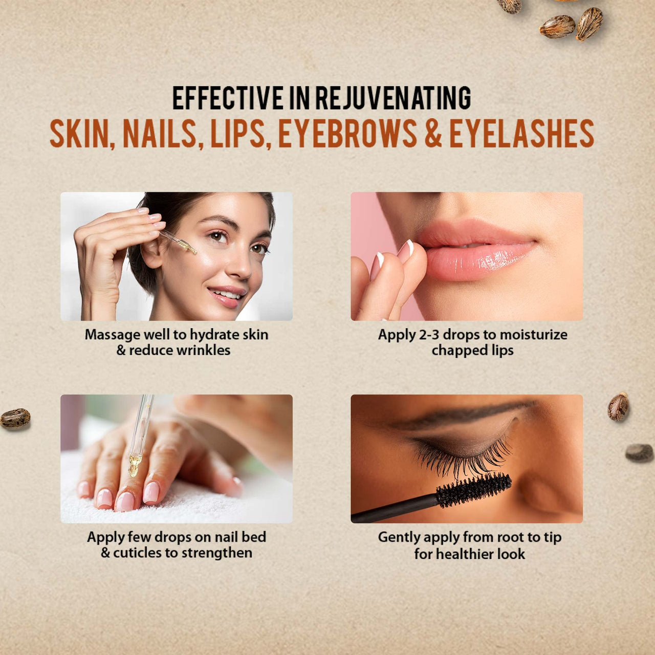 Dabur Castor Oil - 200ml | 100% Natural Cold Pressed Oil | Promotes Hair Growth, Hydrates Skin & Reduces Wrinkles | No Mineral Oil & Silicones