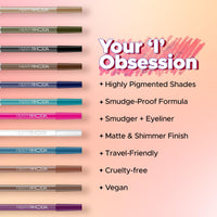 Hilary Rhoda Play n Blend Gel Eyeliner | One Stroke Application | Highly Pigmented | Matte & Shimmer Finish | 2 in 1 Smudger + Eyeliner | Butter Smooth Texture | 1.5g - (Pop Champagne | Shade 01)