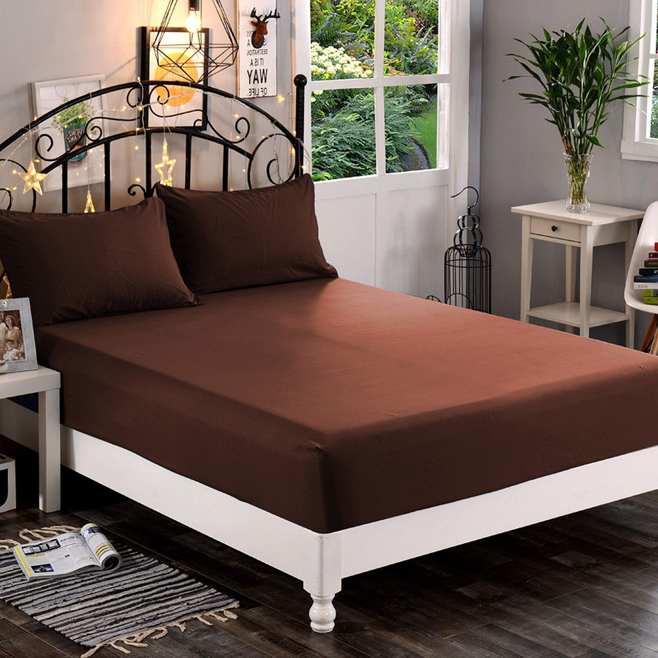 Elegant Comfort 1500 Premium Hotel Quality 1-Piece Fitted Sheet, Softest Quality Microfiber - Deep Pocket up to 16 inch, Wrinkle and Fade Resistant, King, Chocolate Brown