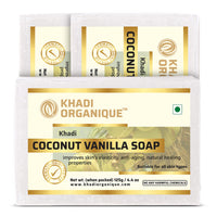 Khadi organique handmade coconut vanilla soap pack of 3 100% herbal natural soap