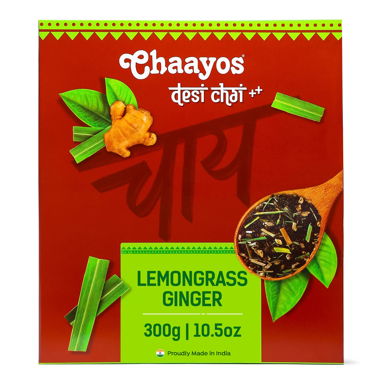 Chaayos Lemongrass Ginger Tea - Premium Chai Patti for Cough & Cold Remedy (300g)