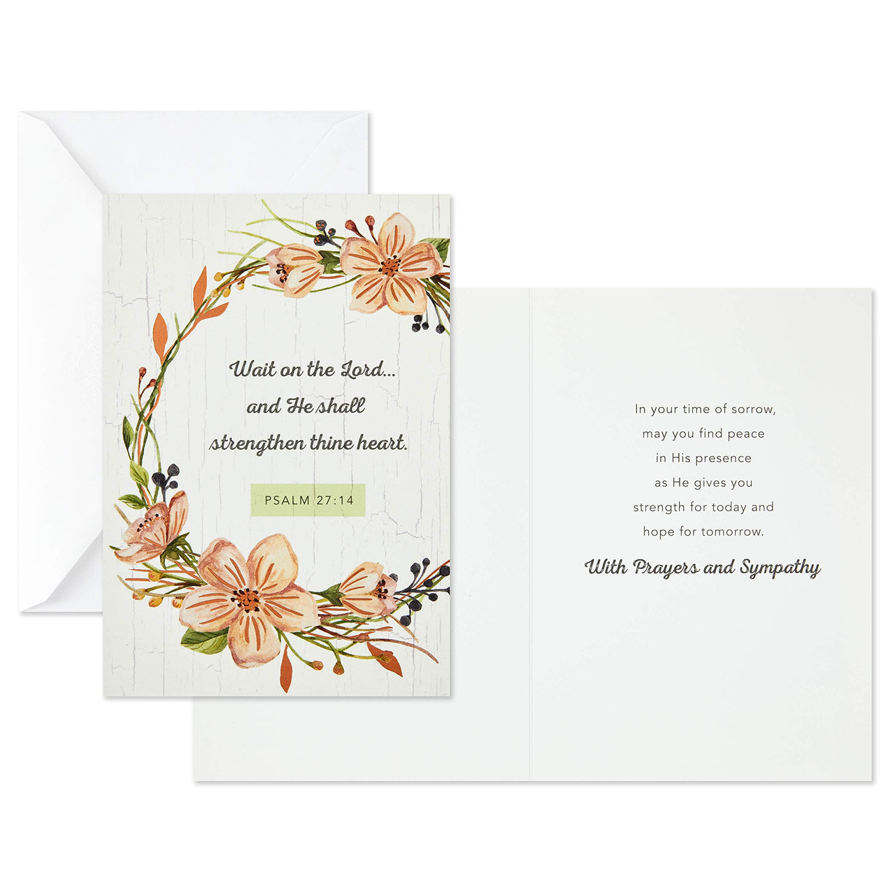DaySpring Assorted Religious Sympathy Cards, Floral Wreaths (12 Cards with Envelopes)