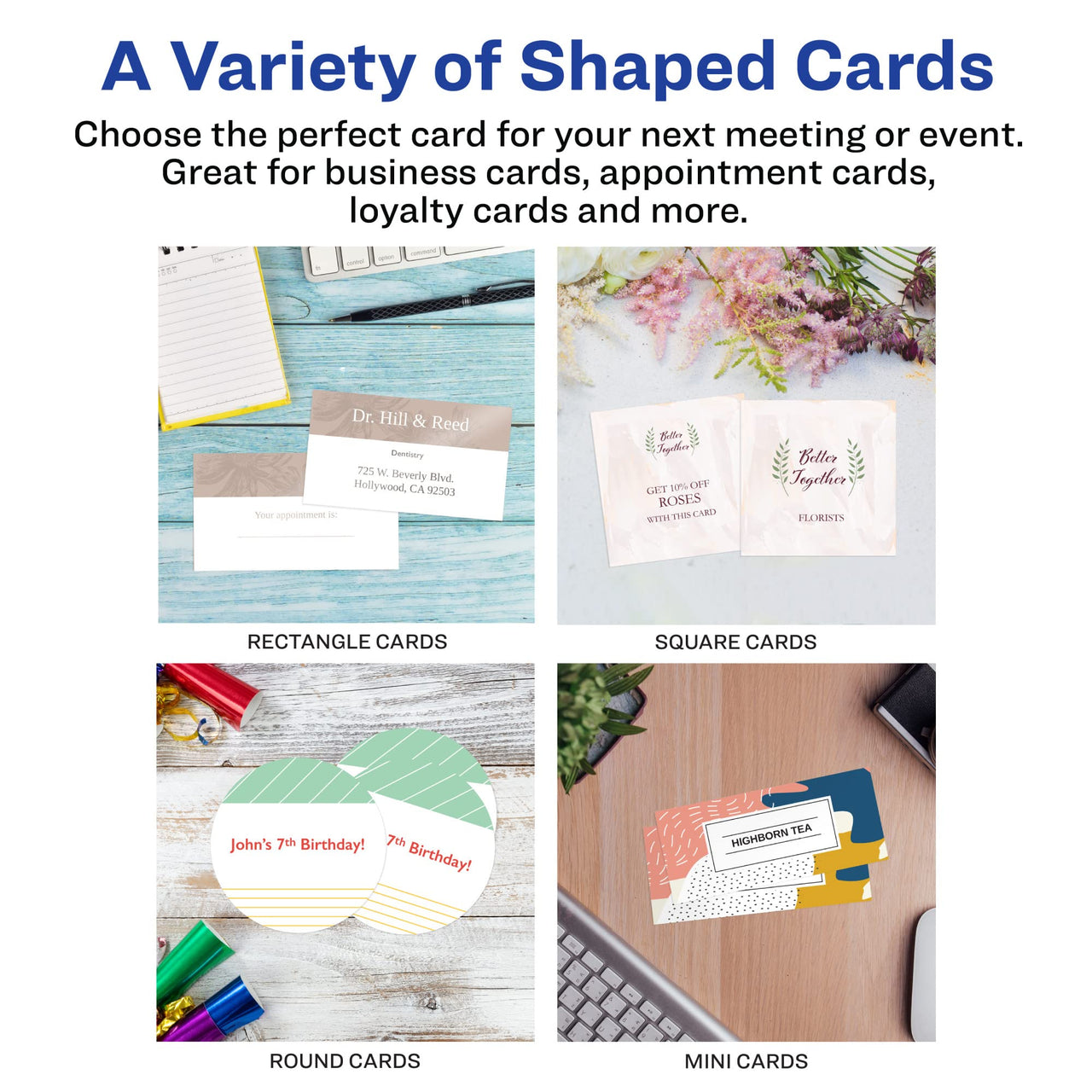 Avery Glossy Business Cards with Sure Feed Technology, 2" x 3.5", Glossy White, 160 Total, Clean Edge, Print-to-the-Edge, Inkjet Printable Cards (8801)