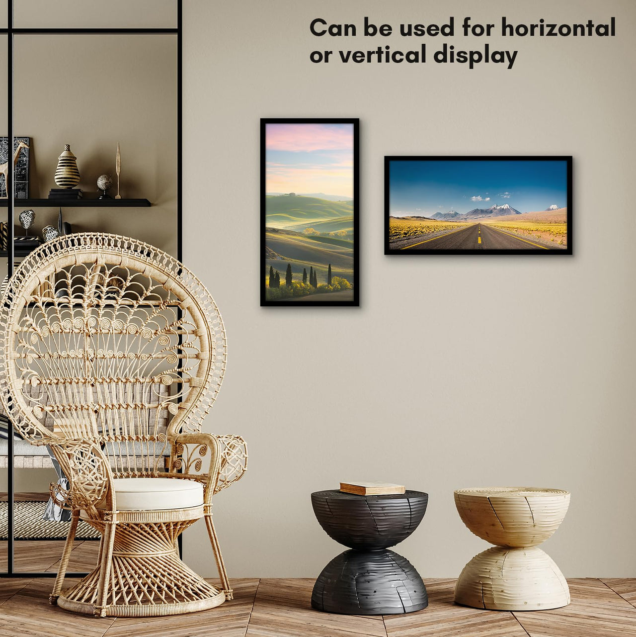 Americanflat 8x16 Poster Frame in Black - Thin Border Photo Frame with Shatter-Resistant Glass, Hanging Hardware, and Built-in Easel for Horizontal or Vertical Display Formats for Wall or Tabletop