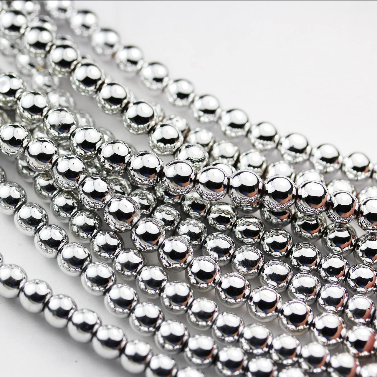 Hematite Stone Beads for Making Jewelry Energy Healing Crystals Jewelry Chakra Crystal Jewerly Beading Supplies Colored Silver Hematite 8mm 15.5inch About 46-48Beads