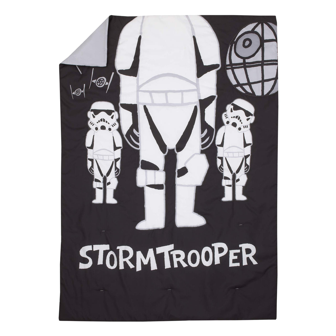Star Wars Storm Trooper Black and White 4 Piece Toddler Bed Set - Comforter, Fitted Bottom Sheet, Flat Top Sheet, and Reversible Pillowcase
