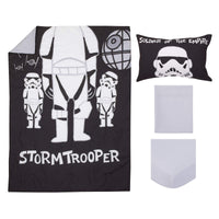 Star Wars Storm Trooper Black and White 4 Piece Toddler Bed Set - Comforter, Fitted Bottom Sheet, Flat Top Sheet, and Reversible Pillowcase