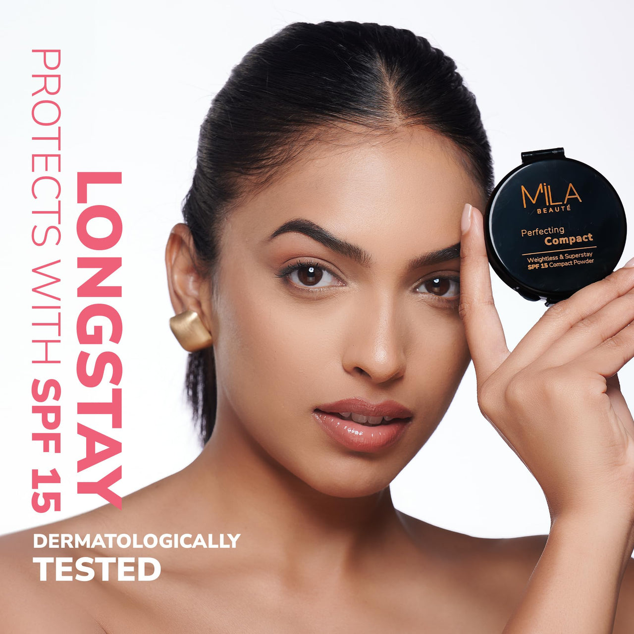 Mila Beauté Perfecting Compact Powder | Natural Matte Finish| Longstay with SPF 15 | Minimized Pores and Finelines | Controls Shine | Lightweight Compact Powder |Shade - (Ivory 16g)