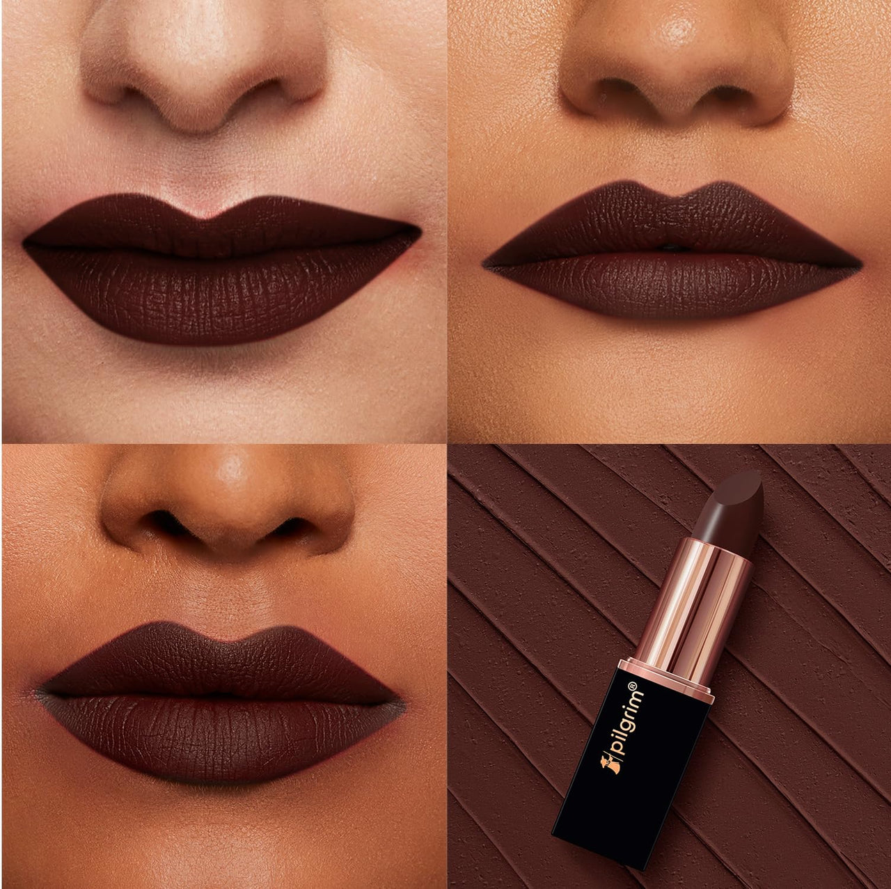Pilgrim Matte Bullet Lipstick Intense Colour Transferproof & Smudgeproof Alpha Brown -34