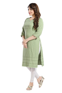 QUEEN SHIELD Women's  Knee Length Rayon Chikan-Kari KurtaKurti (QS_6631)