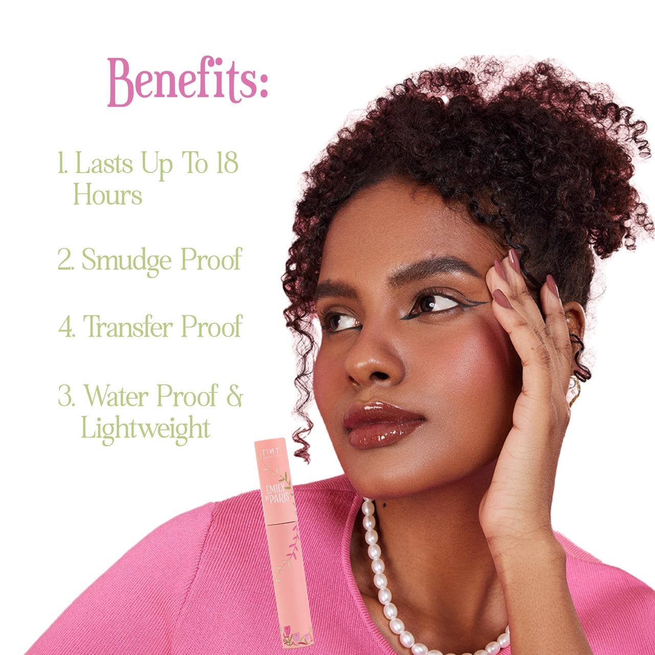 Tint Cosmetics Pack of 2 Makeup Set, Lip and Cheek Tint 5ml, Long-Lasting Stain, Easy Application, Non-Drying & Transfer-Proof & Black Liquid Eyeliner 10ml, Waterproof, Smudge-Proof & 18-Hour Wear, Suitable For Skin Types