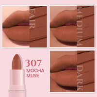 Glamveda Creamy Matte Long Lasting Lipstick with Ceramides & Peptides, Lightweight, 12 Hour Wear, Smudgeproof & Transferproof - Mocha Muse 307
