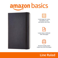 Basics Classic Notebook, Line Ruled, 240 Pages, Black, Hardcover, 5 x 8.25-Inch