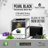 Passion Indulge Handmade Soaps Natural Bath Bar- (Charcoal) Pearl Black and Rose Couple Combo Pack For All Men & Women | All Skin Type | Essential Oil | Vegan (Pack Of 6)