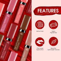 Beauty Berry Soft & Matte Waterproof Lip Color Liquid Lipstick - Rich Pigment, Long Lasting, Non-Transfer With Vitamin E (Mandy-15, 1)