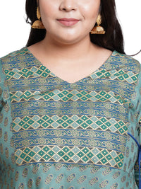 Yash Gallery Women's  Plus Size Plus Size Rayon Floral Printed Anarkali Kurta for Women